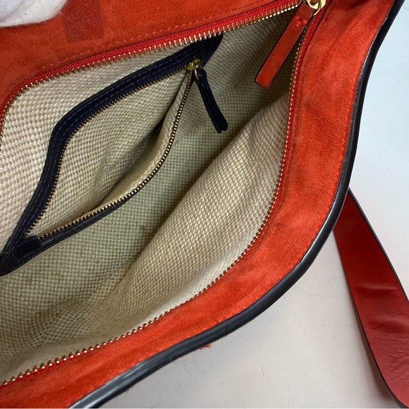 Rare Tory Burch Gemini Link Suede Shoulder Bag Red Gold Hardware – Showstopper - Picture 5 of 17